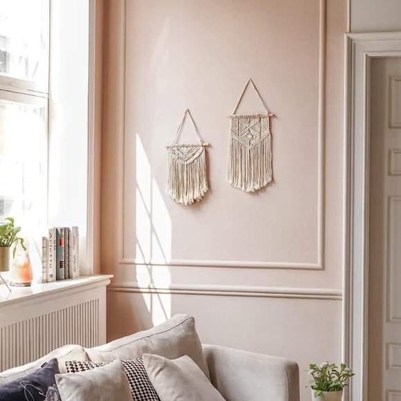 2 Pcs Macrame Wall Hanging Boho Wall Decor Home Chic Decoration - Picture 3 of 7